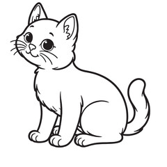 Cat line art vector on white background 