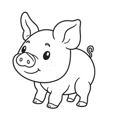 Pig line art vector on white background 