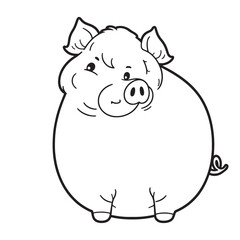 Pig line art vector on white background 