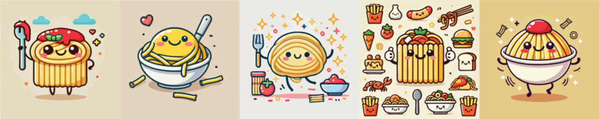 Pasta animation vector collection