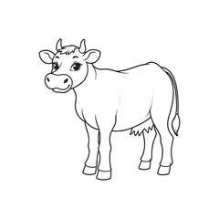 cow  line art vector on white background