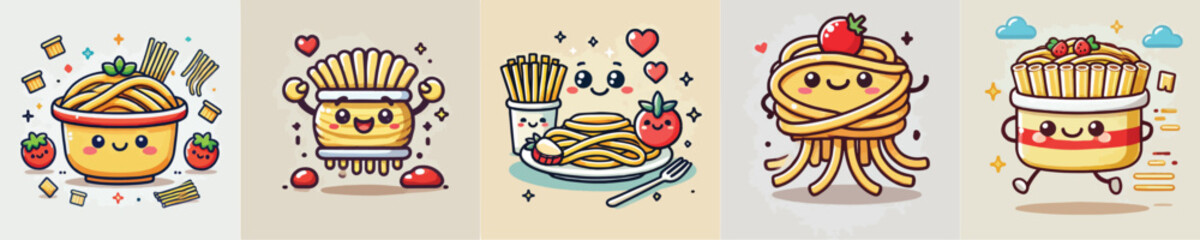 Pasta animation vector collection