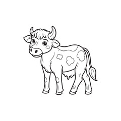 cow  line art vector on white background