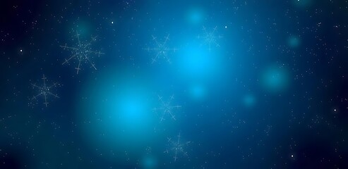 Fototapeta premium Blue Winter Background: Snowflakes and Stars
