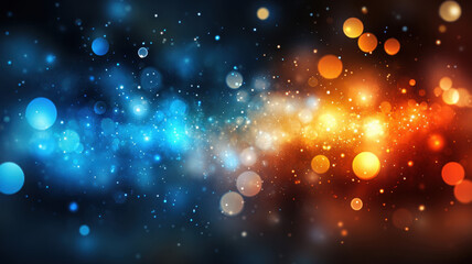 Obraz premium stunning illustration of defocused blue and orange bokeh lights creates vibrant and dreamy atmosphere, blending cool and warm tones seamlessly