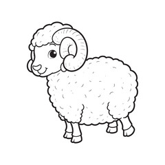 Sheep line art vector on white background