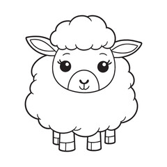 Sheep line art vector on white background