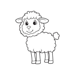 Sheep line art vector on white background