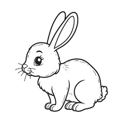 Rabbit line art vector on white background