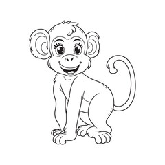 Monkey  line art vector on white background