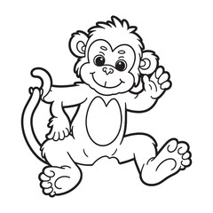 Monkey line art vector on white background 