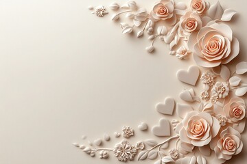 Embossed roses and glowing heart for valentine's love expressions