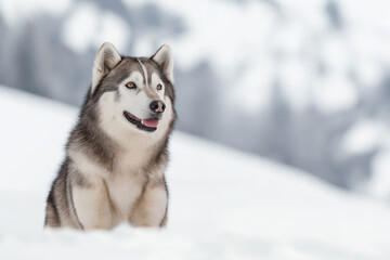 Naklejka premium 썰매견, 썰매개, 대형견, 말라뮤트, 알래스카