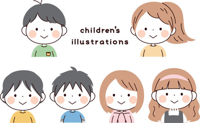 
シンプルな子供たちのイラスト素材セット
