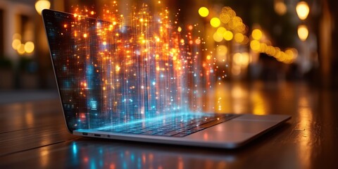 Image of a futuristic laptop and computer