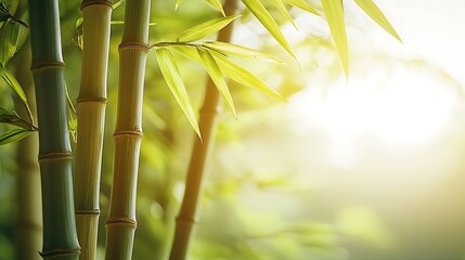 Obraz premium Serene Bamboo Forest Sunlight Through Lush Green Leaves