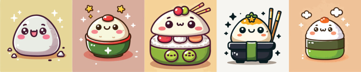 Collection of animated vector sushi from Japan