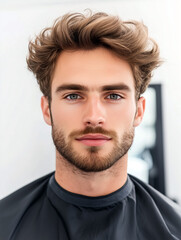 Obraz premium Man with a Korean mesh perm in a hairsalon 