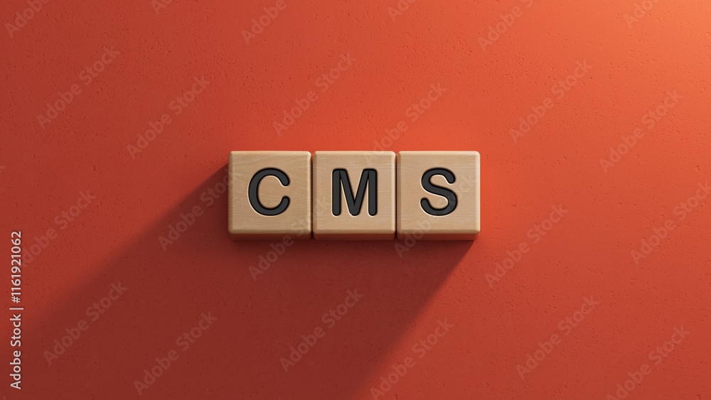 Aufkleber cms, questions and answers on wooden cubes.close up of wooden elements,business concept.3d rendering