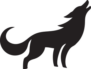 Majestic Silhouette of a Howling Wolf Vector Illustration