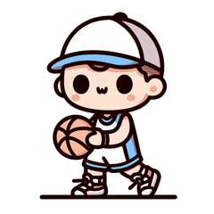 A cute boy playing basketball