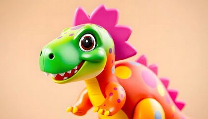 Playful Colorful Dinosaur Toy Close-Up