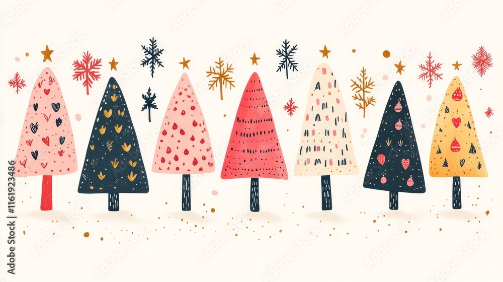 Poster a row of trees with snow on them