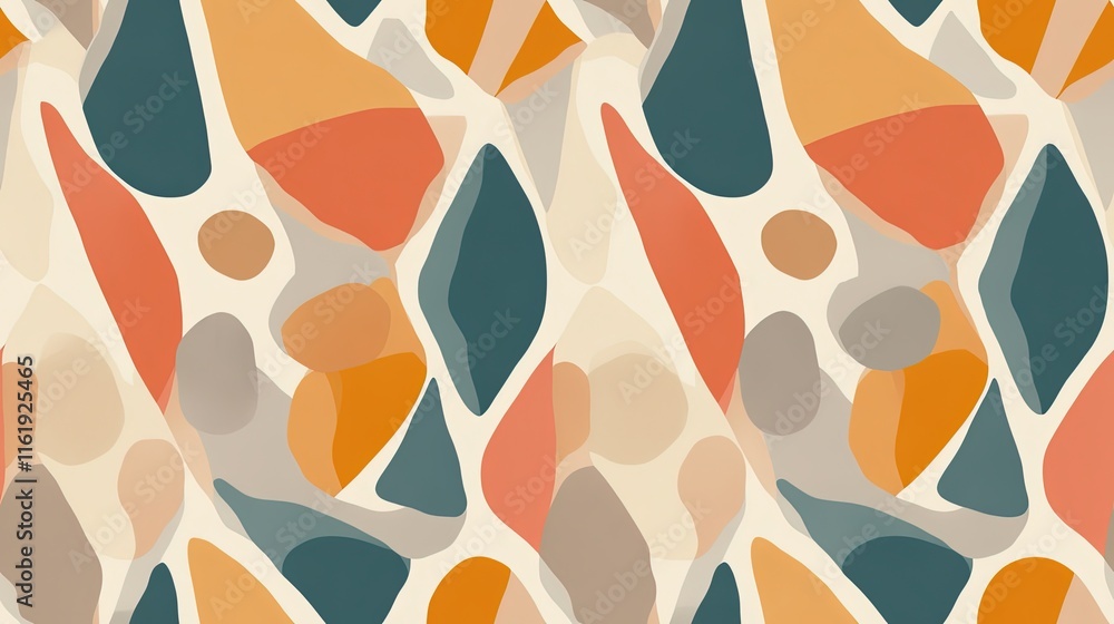Aufkleber abstract geometric pattern with soft colors in warm tones and organic shapes for modern design proje