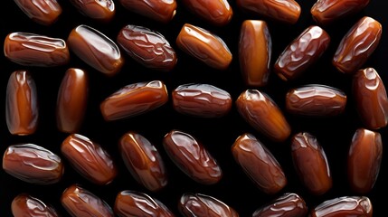 Arrangement of Luscious Plump Dates Laid Out on a Pristine White Background Showcasing the Natural Beauty and Sweetness of this Delectable Tropical Fruit