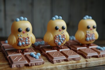 Media social post template with melted chocolate for online advertising in chocolate day