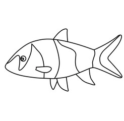 Cute cartoon hand drawn vector botia Fish coloring page.
