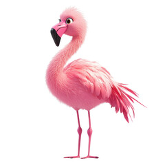 Obraz premium Playful Cartoon Flamingo with Vibrant Pink Feathers and Smile