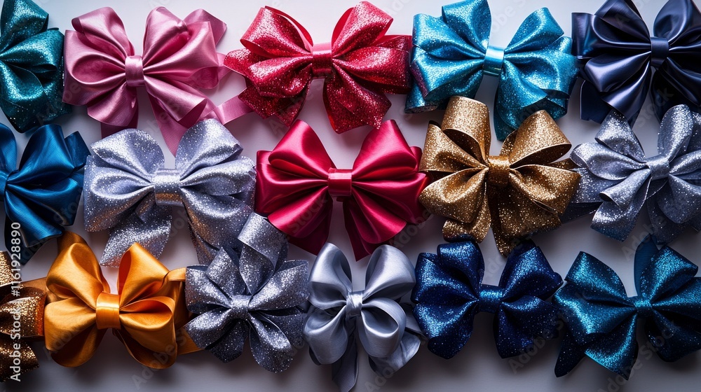 Poster a row of bows with different colors and sizes