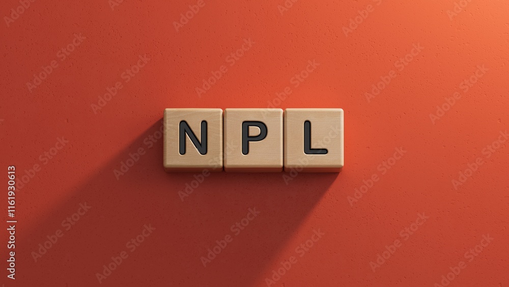 Poster npl - word from wooden blocks with letters.close up of wooden elements,business concept.3d rendering