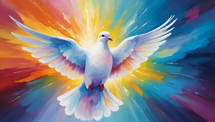 Obraz premium Holy Spirit Dove: A Vibrant Artistic Representation of Peace and Divine Inspiration