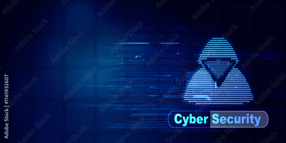 Poster 2d illustration cyber crime and internet privacy hacking. network security, cyber attack, computer v