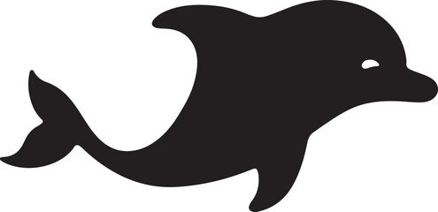 dolphin icon silhouette style vector minimal art illustration on a white background.
