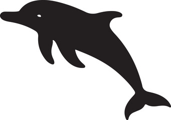 Obraz premium dolphin icon silhouette style vector minimal art illustration on a white background. 