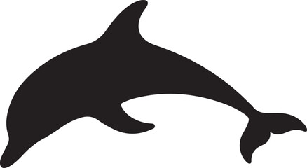Obraz premium dolphin icon silhouette style vector minimal art illustration on a white background. 