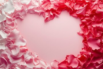 Stunning Heart-Shaped Frame of Red and Pink Petals, Perfect for Valentine's Day Cards, Romantic Decorations, and Love-Themed Designs