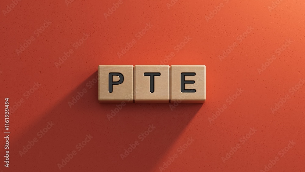 Poster three wooden blocks with the letters pte.close up of wooden elements,business concept.3d rendering o