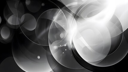 Dynamic black and white background with overlapping circles and lines