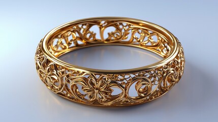 A gold band with a flower design
