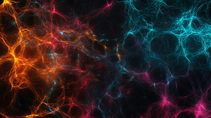 Fototapeta premium network diagram with vibrant data flow visualized as glowing lines and nodes in a dark futuristic background 