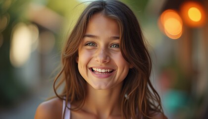 Fototapeta premium Attractive female's expression on a plain background. A wonderful depiction of beauty and charm.