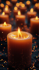 Glowing Candles  Warm Light  Festive Mood  Romantic Atmosphere