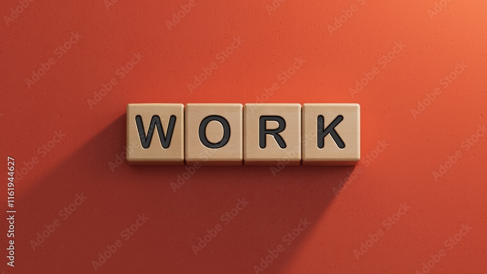 Aufkleber word work. wooden cubes with letters isolated on a laptop keyboard.close up of wooden elements,busin