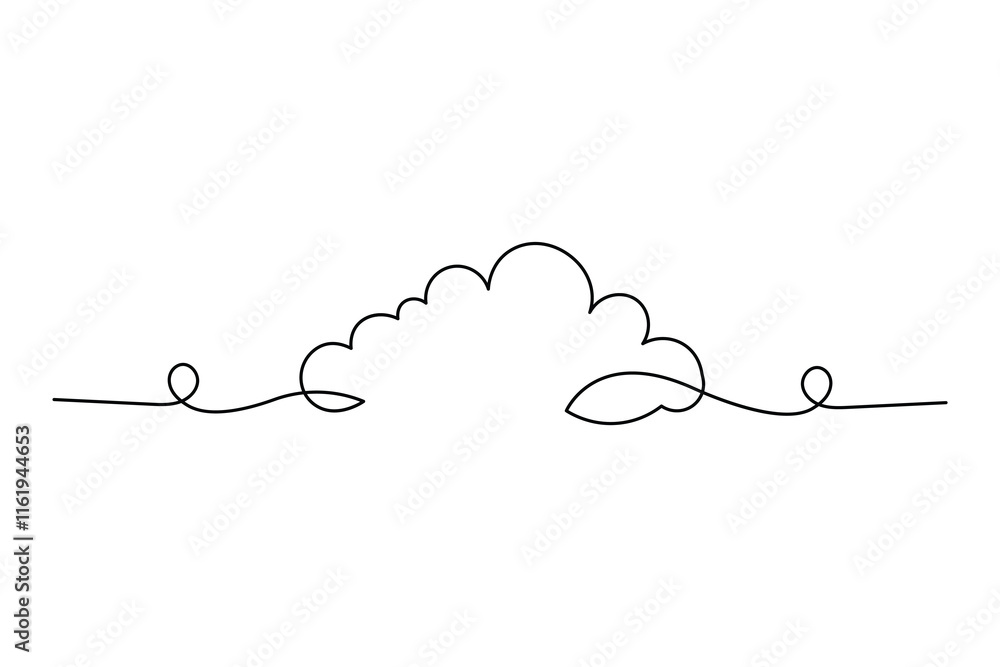 Poster cloud and sun weather continuous one line drawing of abstract and minimalist outline vector art desi