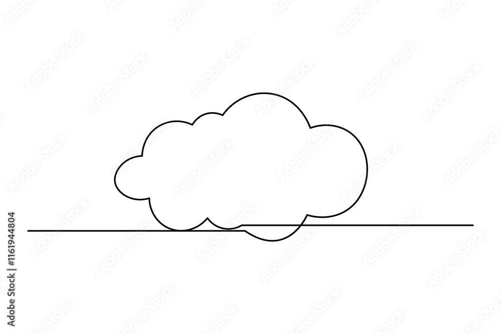 Poster cloud and sun weather continuous one line drawing of abstract and minimalist outline vector art desi