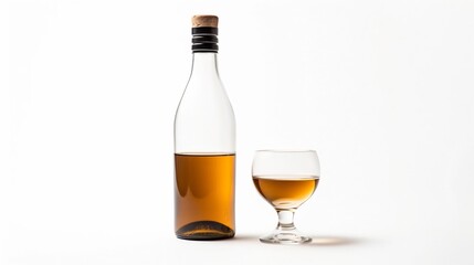 Elegant Japanese Sake Cup and Bottle Set Displayed on a Clean White Background with Minimalist Styling for Beverage Bar or Restaurant Concepts